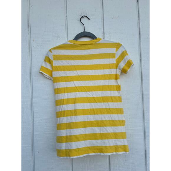 J. Crew Yellow Striped Tee, Glasses Embroidered, Basic, Sz XXS - Picture 2 of 4